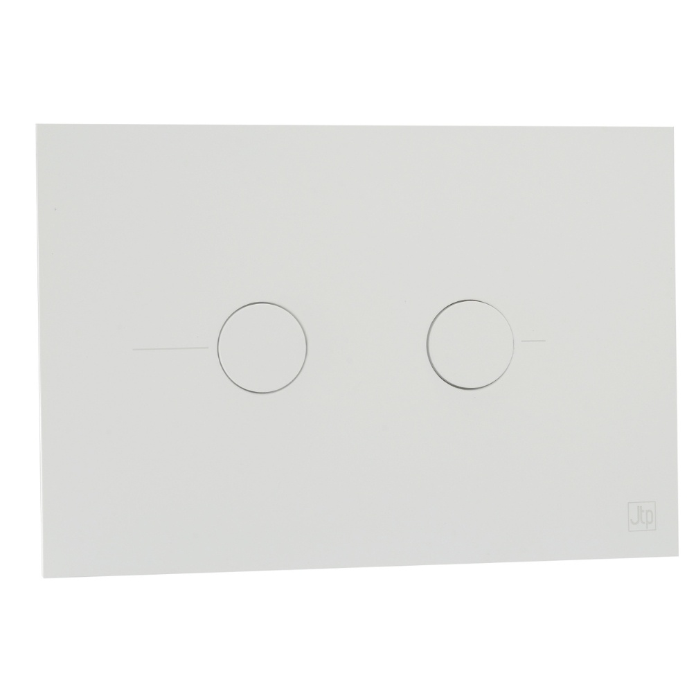 JTP Matt White Metal Pneumatic Dual Flush Plate Cut Out